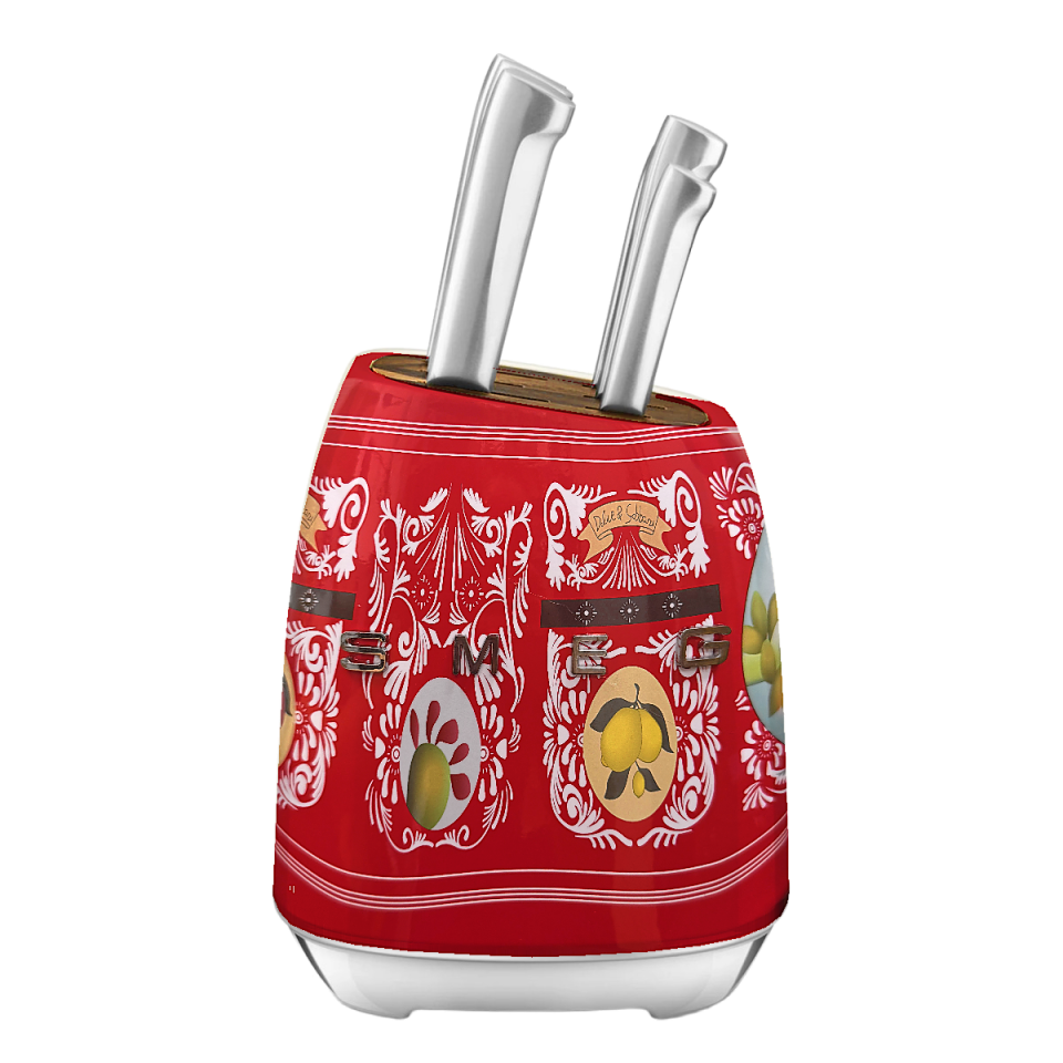 Набір ножів SMEG Dolce&Gabbana, червоний, з підставкою