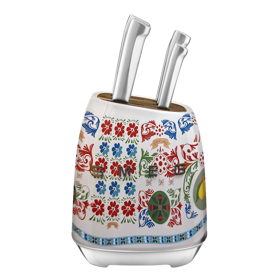 Набір ножів SMEG Dolce&Gabbana, білий, з підставкою