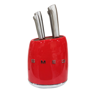 Набір кухонних ножів із підставкою SMEG, червоний, 7 предметів