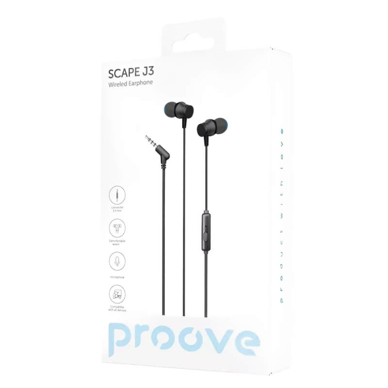 Навушники Proove Scape J3, 3,5 мм, чорні