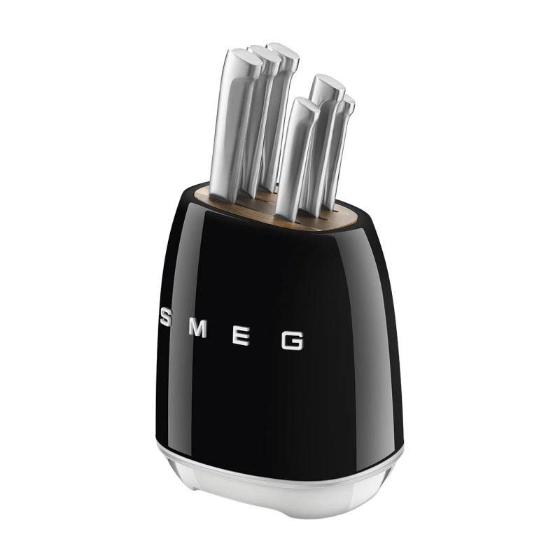 Набір кухонних ножів із підставкою SMEG, чорний, 7 предметів