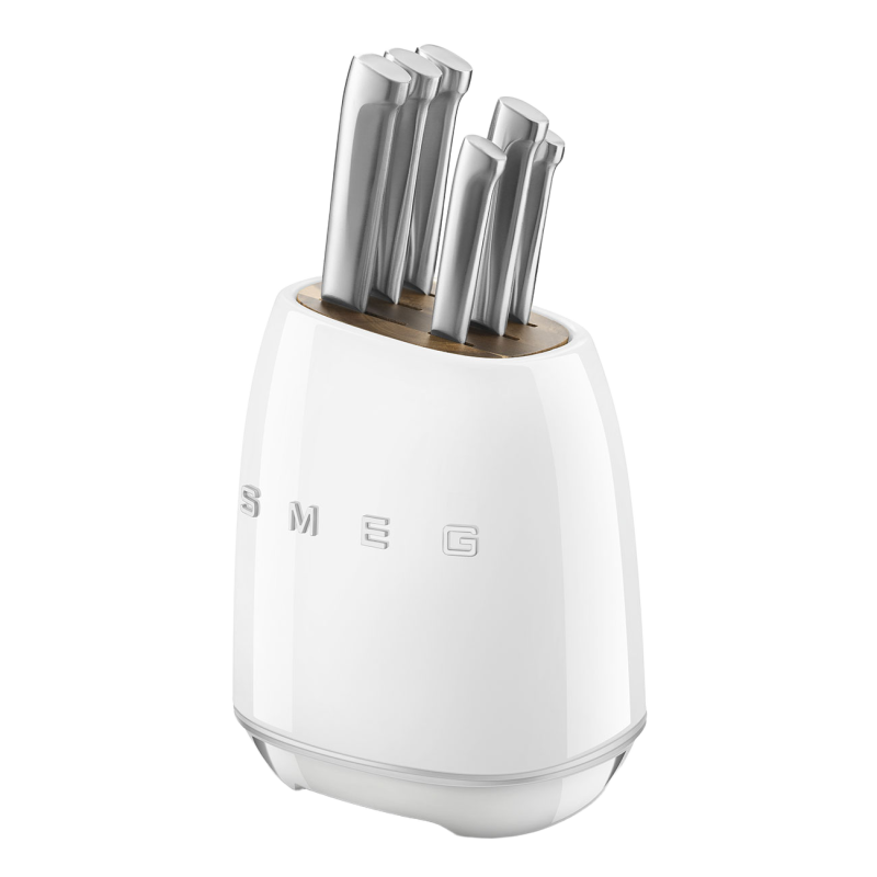 Набір кухонних ножів із підставкою SMEG, білий (KBSF02WH), 7 предметів