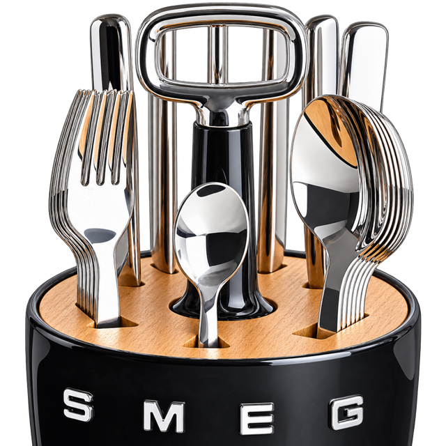 SMEG Cutlery Caddy з 24 приборами на 6 осіб, чорний