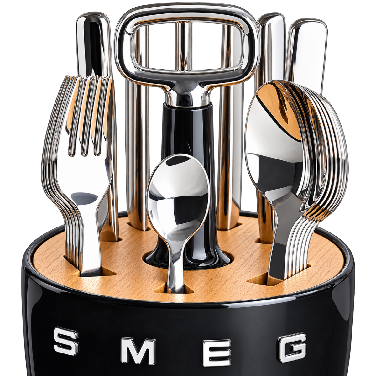 SMEG Cutlery Caddy з 24 приборами на 6 осіб, чорний