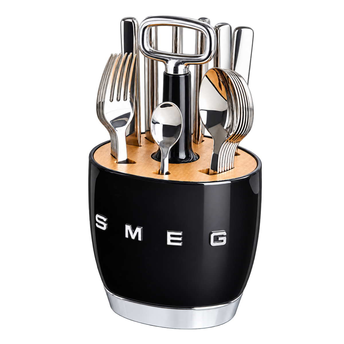 SMEG Cutlery Caddy з 24 приборами на 6 осіб, чорний